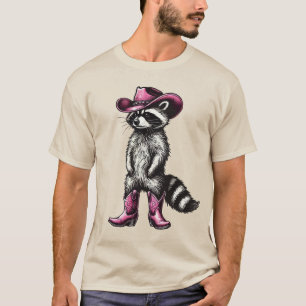 T-shirt Vintage Raccoon Cowboy Cowgirl Panda Western