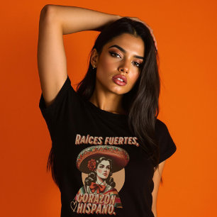 T-shirt Vintage Raíces Fuertes Corazón Hispano Espagnol