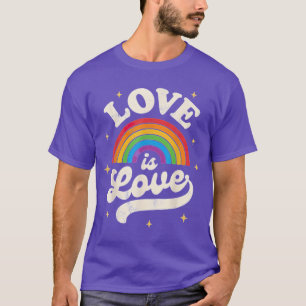 T-shirt Vintage Rainbow Love Is Love LGBT Gay Lesbian Prid