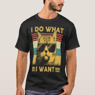 T-shirt Vintage Retro 80s 90s Chat Je fais ce que je veux 