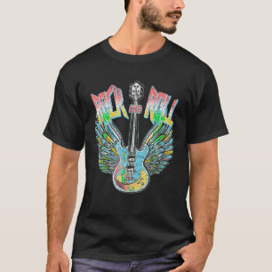 T-shirt Vintage Retro 80s Rock Roll Music Guitare électriq