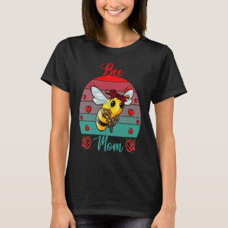 T-shirt Vintage Retro Bee Maman Valentine Floral Insect Bo