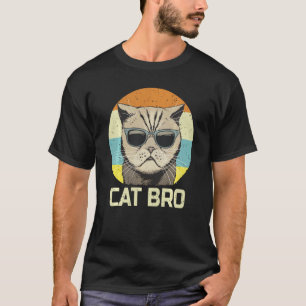 T-shirt Vintage Retro Cat Bro Lunettes de soleil Chemise F