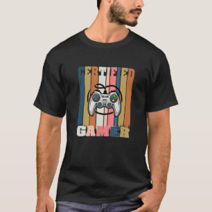 T-shirt Vintage Retro Certifié Gamer Funny Jeux Vidéo Ga
