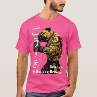 T-shirt Vintage rétro déprimé Chibi Bulldog Mixed martial