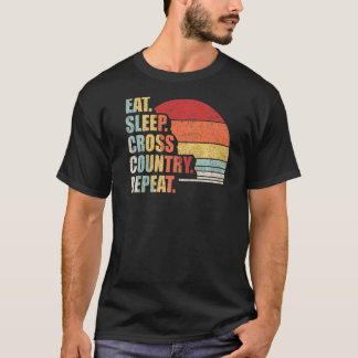 T-shirt Vintage Retro Manger Sleep Cross Country Repeat Ru