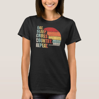 T-shirt Vintage Retro Manger Sleep Cross Country Repeat Ru