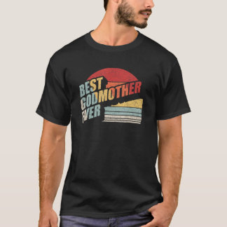 T-shirt Vintage Retro Meilleure Godmère Ever Mère Fête Bir