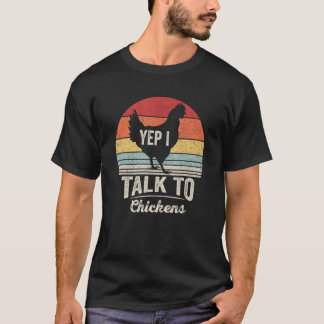 T-shirt Vintage Rétro Oui Je Parle Aux Poules Poulet Migno