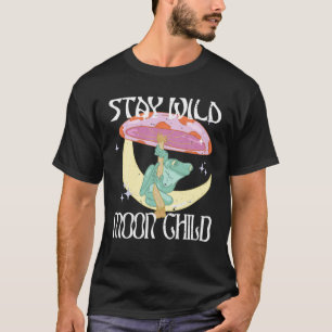 T-shirt Vintage Retro Restez sauvage Lune Enfant Grenouill