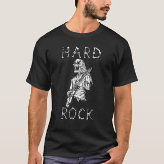 T-shirt Vintage Retro Rock & Roll Skeleton Funny Guitar Mu