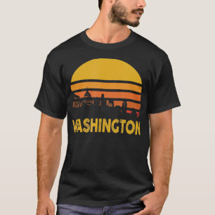 T-shirt Vintage Retro Washington DC Skyline 4 juillet Inde