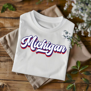 T-shirt Vintage rouge blanc et bleu du Michigan