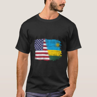 T-shirt Vintage Rwanda Et Américain Avec Drapeau Pour Le R