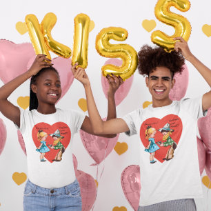 T-shirt Vintage Saint Valentin, Fille avec Cowboy