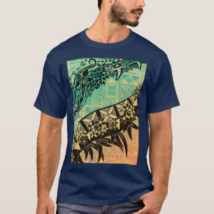 T-shirt Vintage Samoan Vieux Threads Turquoise Tapa