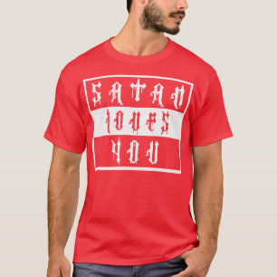 T-shirt Vintage Satan t'aime Texte blanc