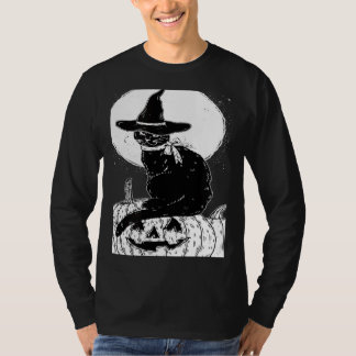 T-shirt Vintage Scary Halloween Black Cat Costume Witch Ha