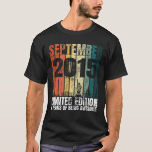 T-shirt Vintage septembre 2015 Anniversaire Graphique 6 an