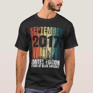 T-shirt Vintage septembre 2017 Anniversaire Graphique 4 an