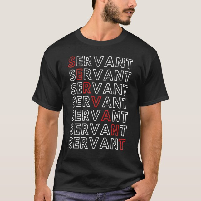 T-shirt Vintage Servant Red And White Design (Devant)