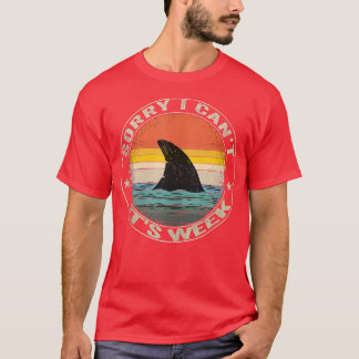 T-shirt Vintage Sorry I Can't It's Week Funny Shark For Me