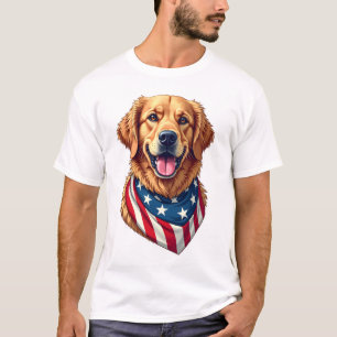 T-shirt vintage Star Spangled Golden Retriever 4