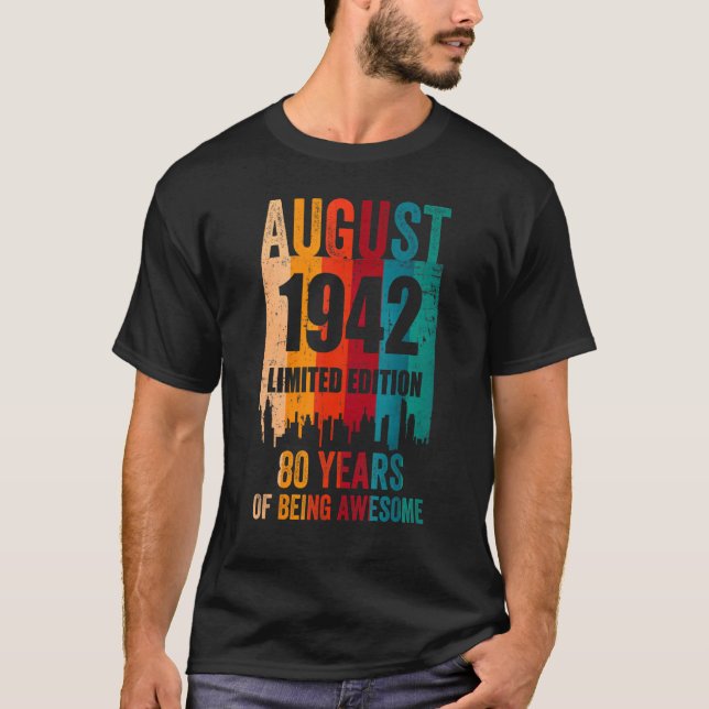 T-shirt Vintage stupéfiant 80e anniversaire Rétro août 194 (Devant)