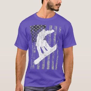 T-shirt Vintage Style American Flag Snowboarding