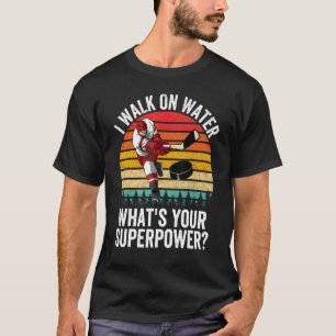 T-shirt Vintage Sunset Retro Hockey I Walk on Water Ice Ho