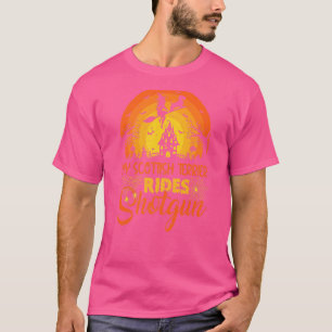 T-shirt Vintage Sunset Scottish Terrier Dog Ride Shotgun H