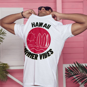T-shirt Vintage surfer soleil rouge Hawaii vibes d'été