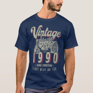 T-shirt Vintage Tracteur Farmer Anniversaire Né En 1990 & 