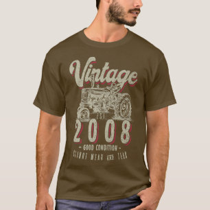 T-shirt Vintage Tracteur Farmer Anniversaire Né En 2008 & 
