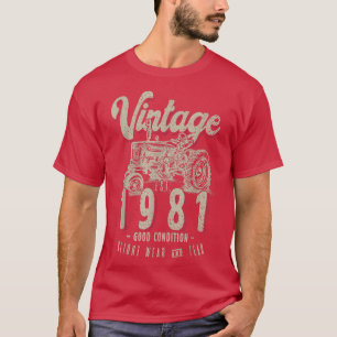 T-shirt Vintage Tractor Farmer Birthday Born In 1981 & Est