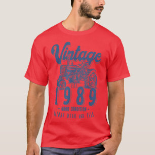 T-shirt Vintage Tractor Farmer Birthday Born In 1989 & Est