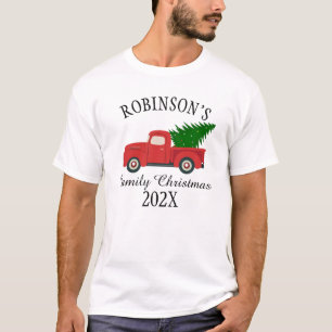 T-shirt Vintage Truck Tree famille Noël personnalisé