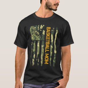 T-shirt Vintage USA Camo Drapeau Fier Basketball Maman Sil