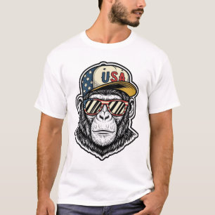 T-shirt Vintage USA Chimp Lunettes de soleil patriotiques