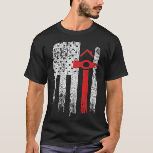 T-shirt Vintage USA Red White Roofer American Flag Tee