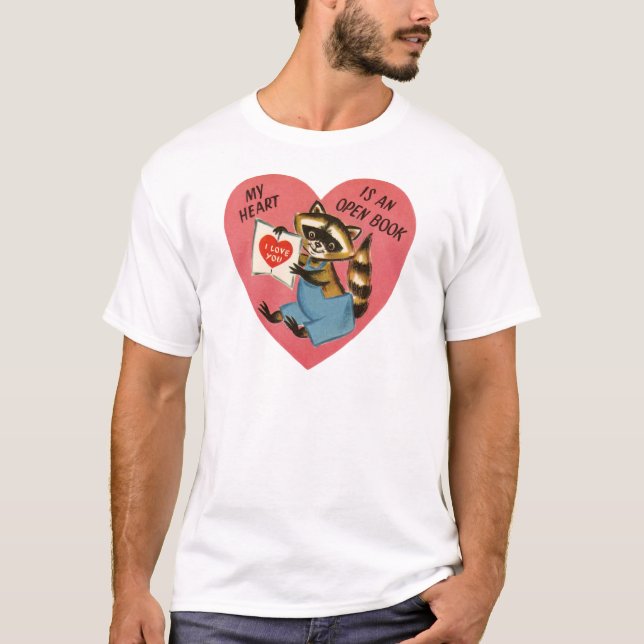 T-shirt Vintage Valentine Raccoon (Devant)