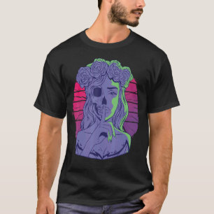 T-shirt Vintage vapeur demi-femme moitié squelette mort qu