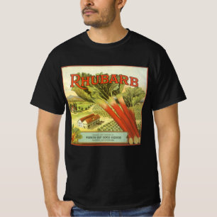 T-shirt Vintage Végétal Can Étiquette Art, Rhubarb Farm