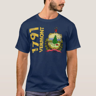 T-shirt Vintage Vermont Est 1791 Drapeau d'Etat Accueil Am