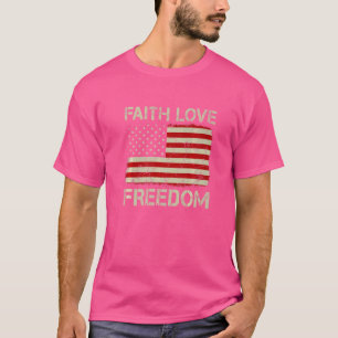 T-shirt Vintage Vieux Drapeau Foi Amour Liberté Chri