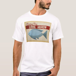 T-shirt Vintage voyage bleu de poissons du lac Huron