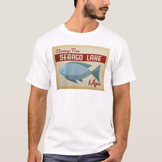 T-shirt Vintage voyage de poisson du lac Sebago (Devant)