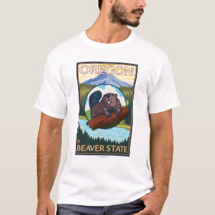 T-shirt Vintage voyage de scène de capot de castor et de