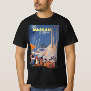 T-shirt Vintage voyage, Port de Nassau, Floride, Bateaux à