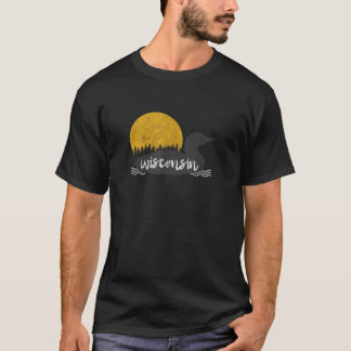 T-shirt Vintage Wisconsin Loon Camping Randonnée Cadeau Te